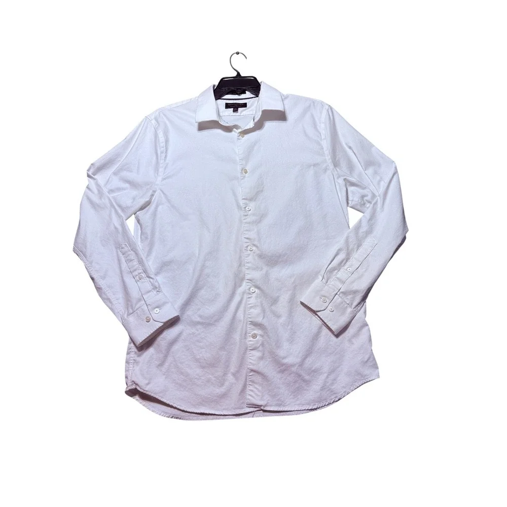 Banana Republic Dress Shirt Men Large White Excellent Slim Fit Wrinkle Resistant
